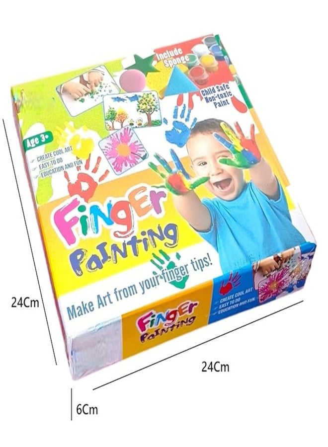 Fun4you Finger Hand Paint Color Kit for Kids 6 Washable Colours Wooden Spatula Painting Book Sheets Safe & Non-Toxic Craft Set for Age 3+ For Boy Girl - Image 2